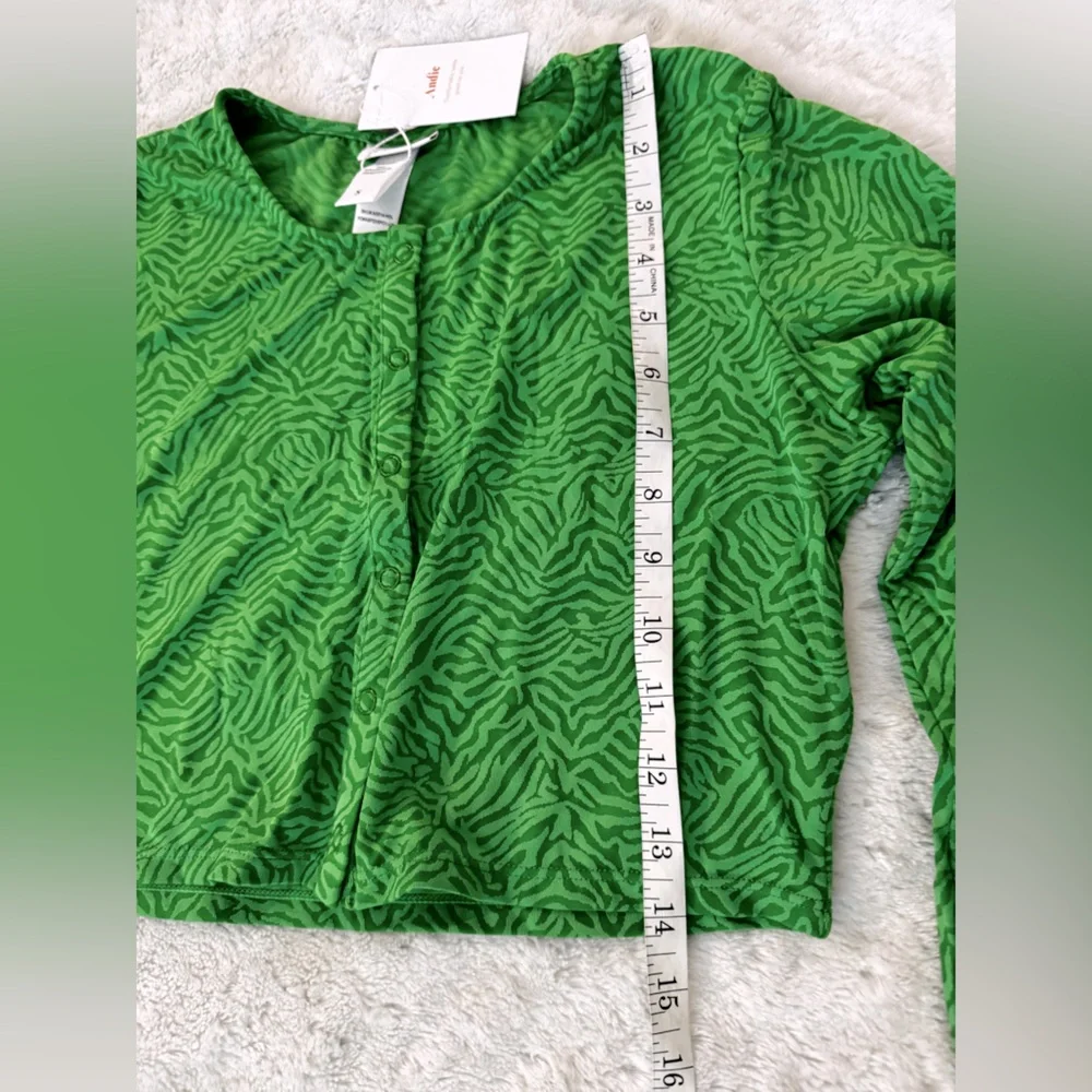 NWT Andie Swim Women's The Augusta Jacket Holly Zebra Jacquard Green